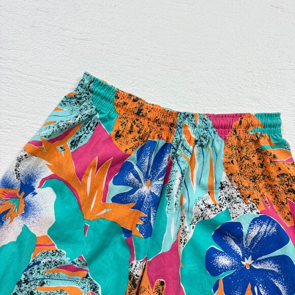 Vintage 90s Trade Winds Tropical Floral Cotton Shorts, Size Small - Picture 2 of 8